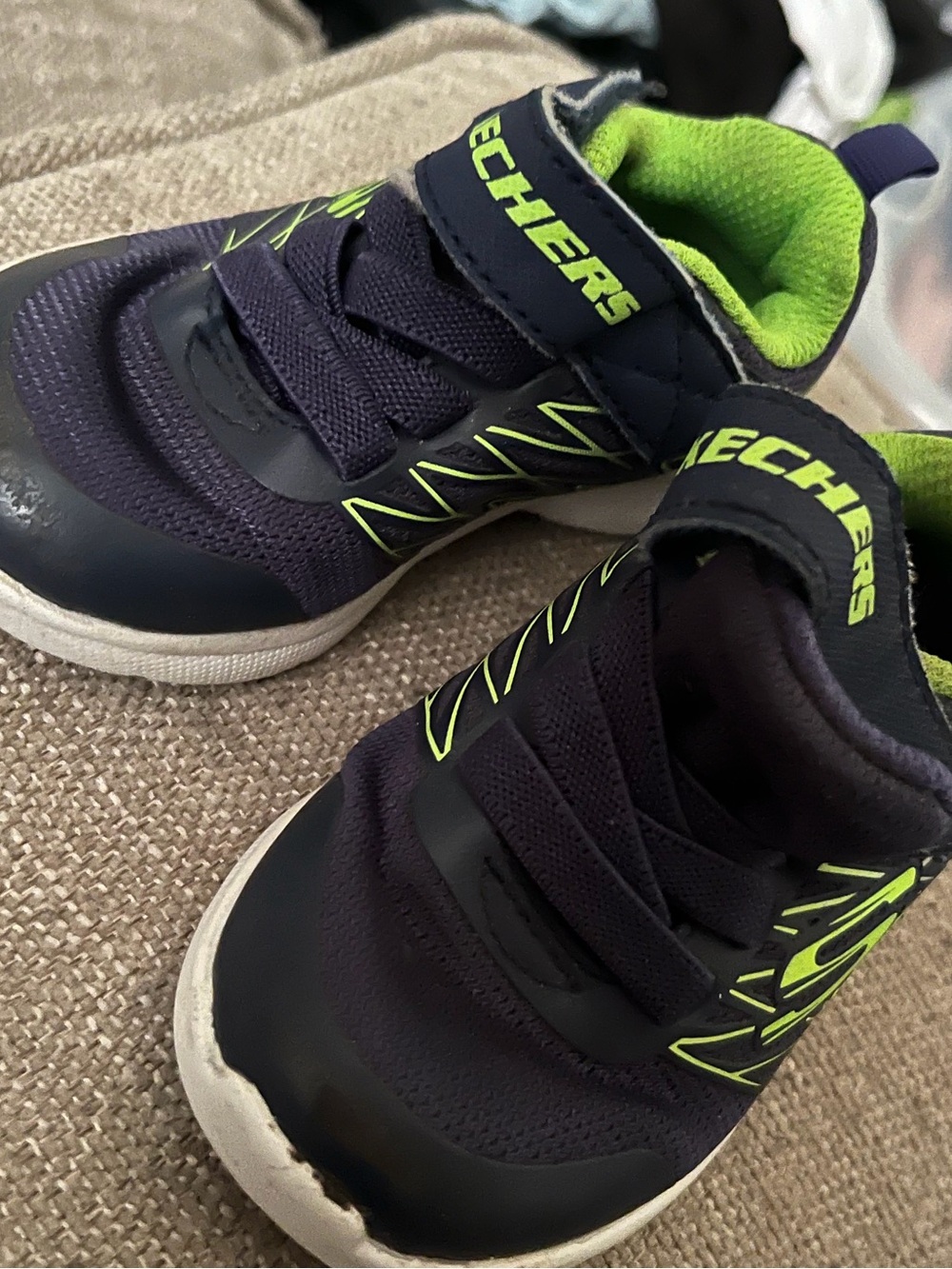 Skechers Kids Navy and Lime Athletic Sneakers